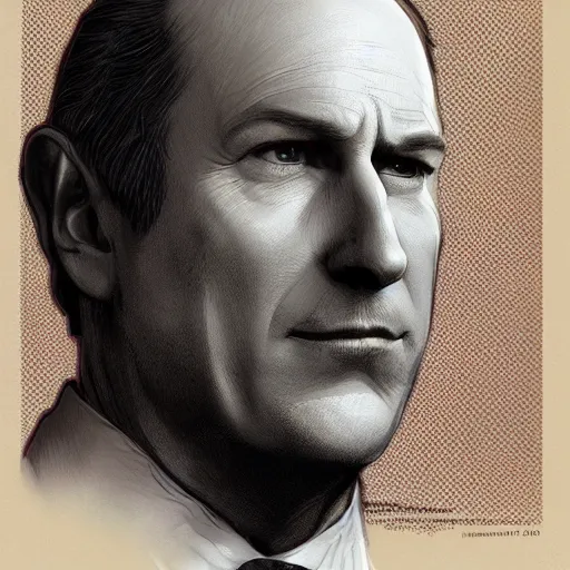 Image similar to portrait of Bob Odenkirk as Dr Eggman, elegant, intricate, headshot, highly detailed, digital painting, artstation, concept art, sharp focus, illustration, art by artgerm and greg rutkowski and alphonse mucha