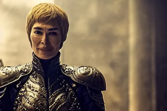 Prompt: very very intricate photorealistic photo of cersei killed by jaime lannister, photo is in focus with detailed atmospheric lighting, award - winning details