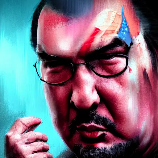 Image similar to portrait of steven seagal with bandaged face, injured, wounds, digital painting, artstation, concept art, smooth, sharp focus, illustration, artwork by liam wong, patriotic, detailed