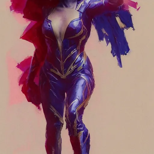 Prompt: alison brie as thanos, intricate, elegant, highly detailed, greg manchess, mucha, liepke, ruan jia, jeffrey catherine jones, ridley scott