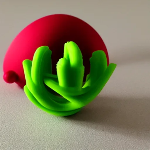 Image similar to a 3d printed plumbus, fresh from the printer