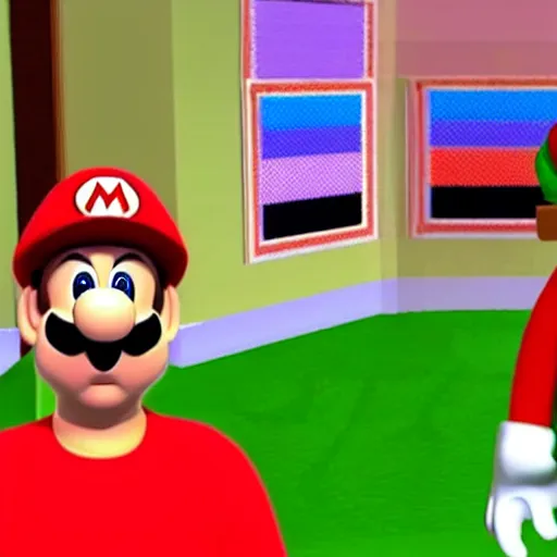 Image similar to a still of the eric andre show, super mario 6 4 graphics