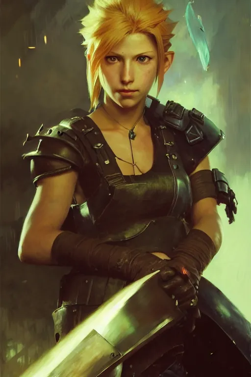 Image similar to jessie rasberry final fantasy 7 remake portrait dnd, painting by gaston bussiere, craig mullins, greg rutkowski, yoji shinkawa