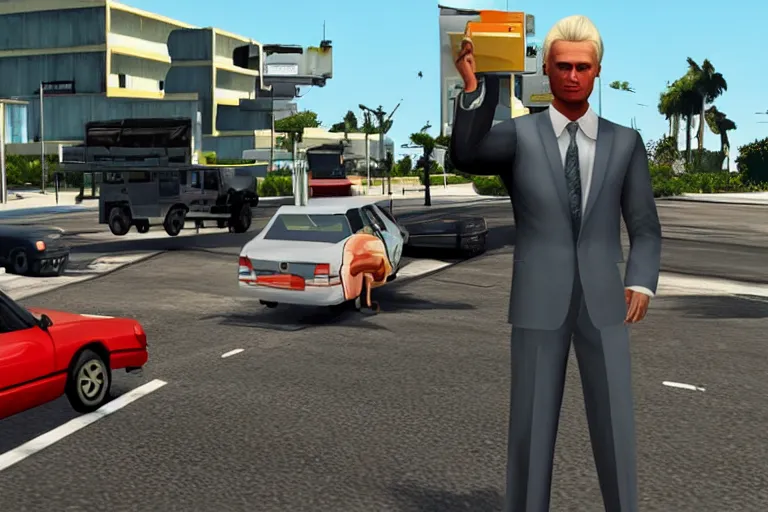 Prompt: geert wilders in grand theft auto vice city