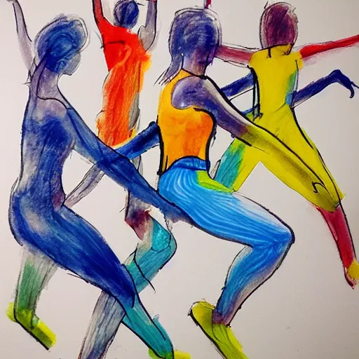 Prompt: movement art class in the style of amanda giacomini