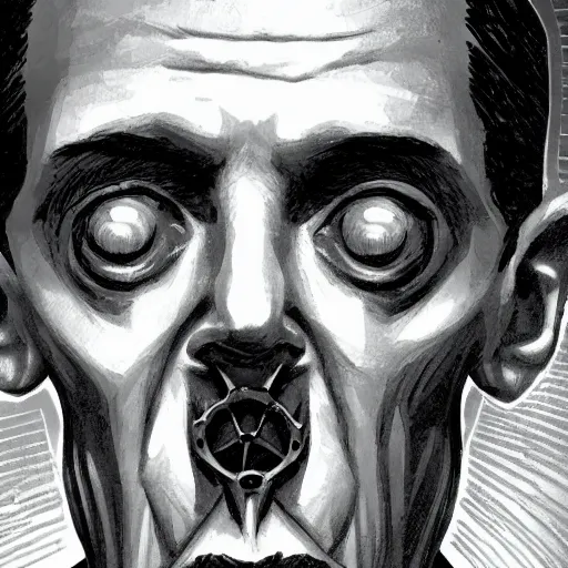 Image similar to h p lovecraft holding up an eyeball during an interview, artstation, detailed