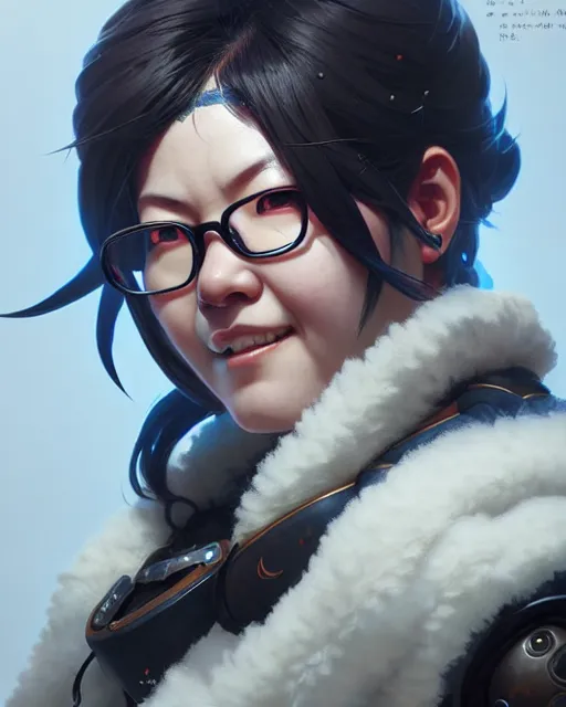 Prompt: mei from overwatch, character portrait, portrait, close up, concept art, intricate details, highly detailed by greg rutkowski, michael whelan and gustave dore