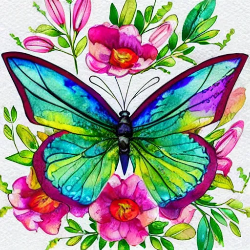Butterfly Floral Drawing 2 Scan DIGITAL DOWNLOAD for Tattoo Design or Print  - Etsy