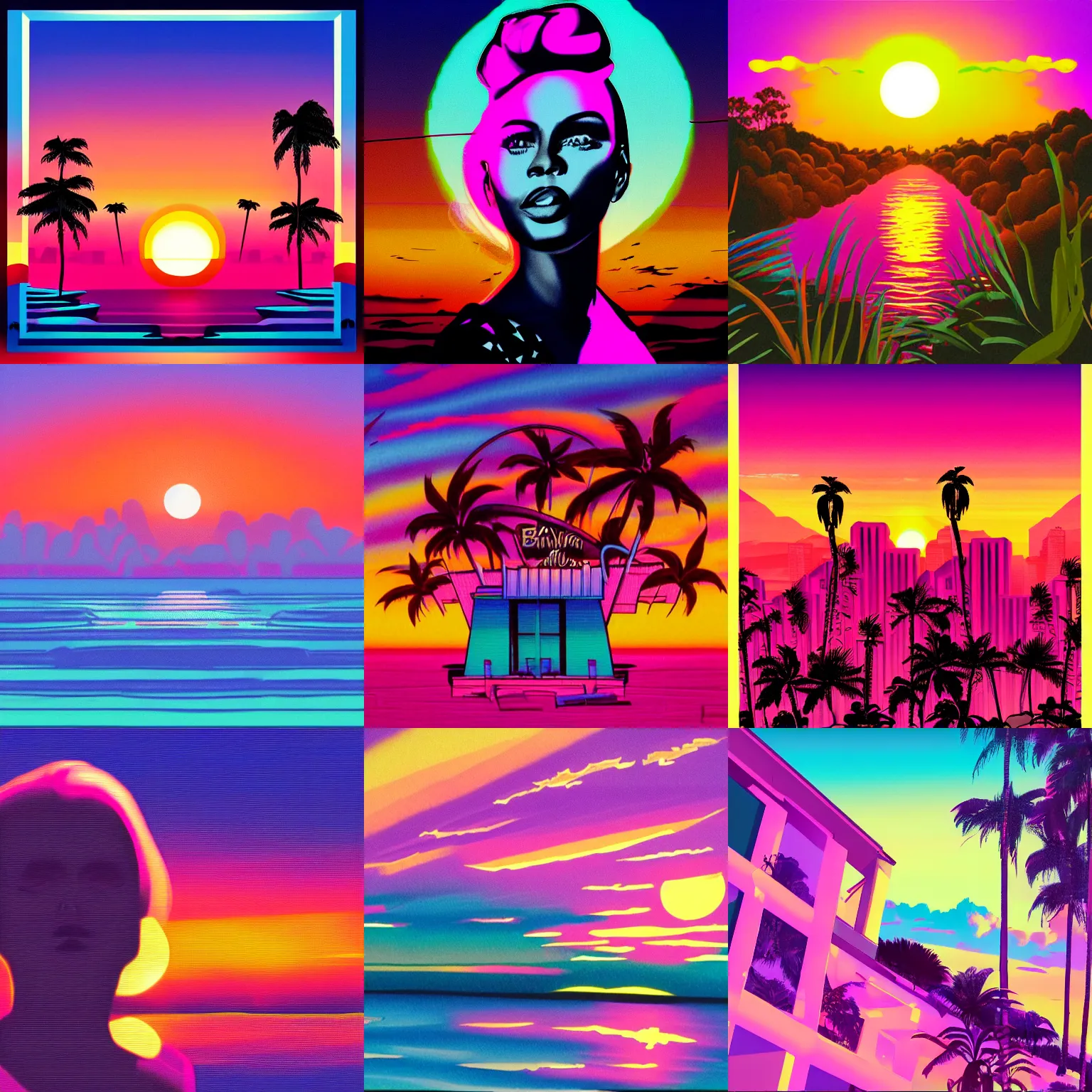 Prompt: bianca synthwave sunset,