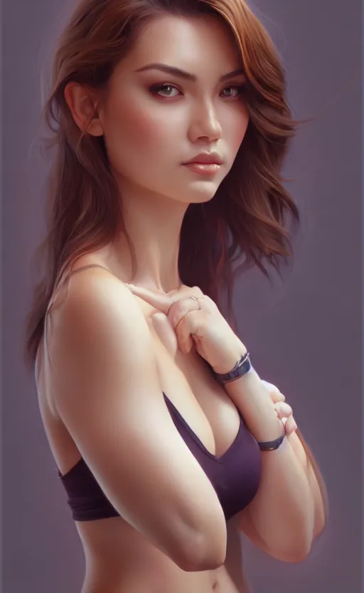 Image similar to full body photo of a gorgeous young woman in the style of stefan kostic, realistic, sharp focus, 8k high definition, insanely detailed, intricate, elegant, art by stanley lau and artgerm