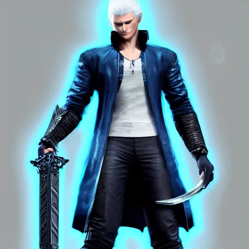 Image similar to vergil from dmc 5 trending on artstation