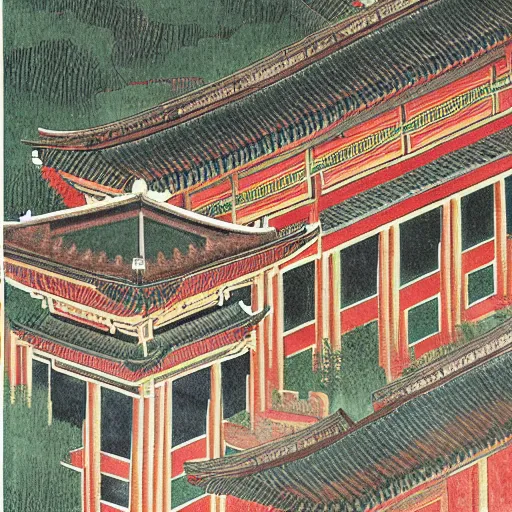 Prompt: yongle palace painting,