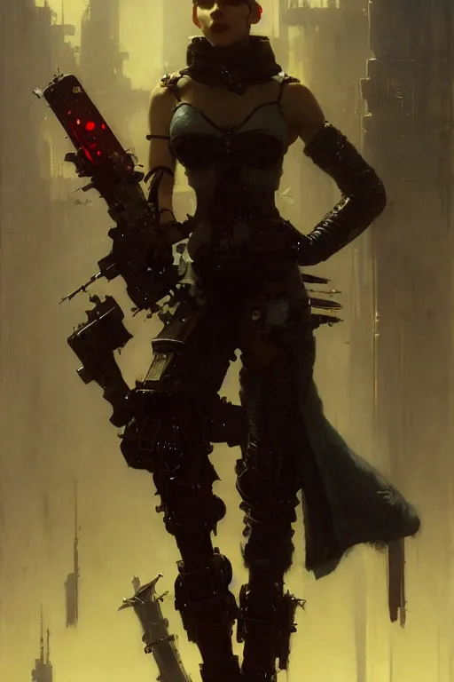 Image similar to full character portrait max mad cyberpunk, machinist tech solider girl character design, final fantasy, painting by gaston bussiere, katsuya terada, nc wyeth, greg rutkowski, craig mullins, vermeer, trending on artstation, jeffery catherine jones