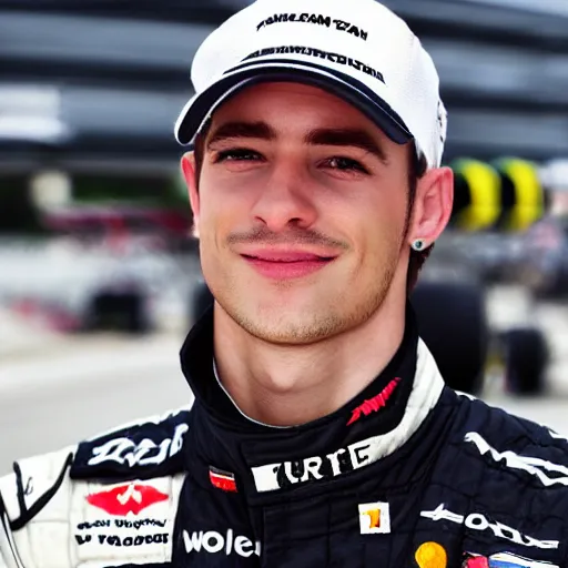 Image similar to a realistic detailed photo of a handsome guy who is an f 1 driver