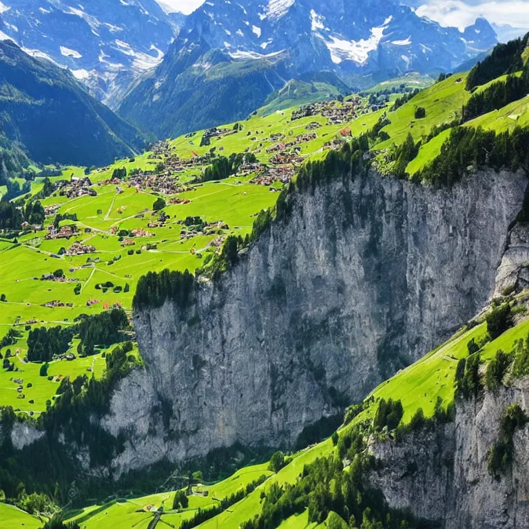 Prompt: Incredible beautiful landscape of Switzerland, stunning.