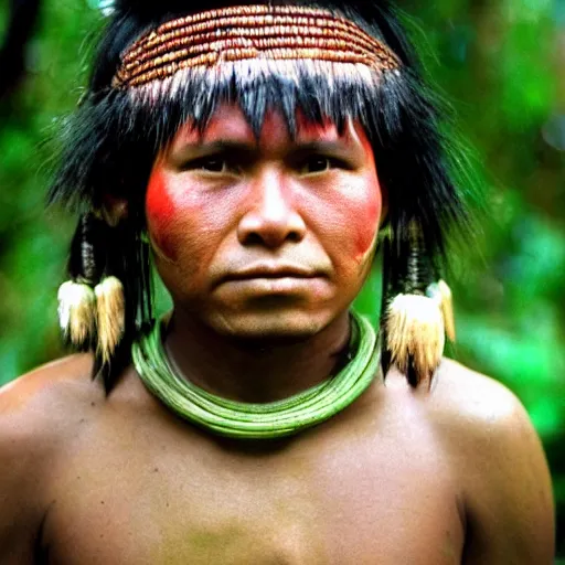 Prompt: photo of a yanomami indigenous