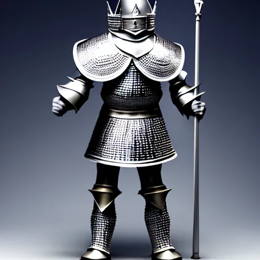 Image similar to full - body - front - shot, donald trump, knight'armor, crown