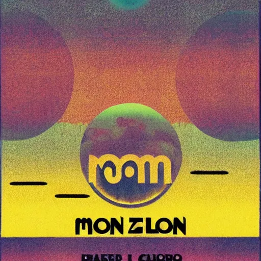 Prompt: 1970s, psychedelic, textured, minimal, poster art , for a band named “moon zero”,