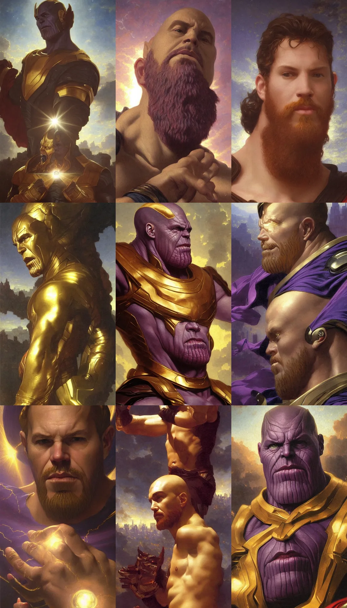 Prompt: portrait of thanos!!!!!!!!!!!!!!!!!!!!!!!!!!!, detailed face, detailed painting, city background, epic scene, epic lighting, by bouguereau