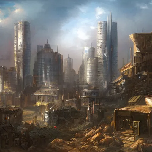 Prompt: a cityscape, settlement, buildings, detailed scenery, futuristic time period —width 672