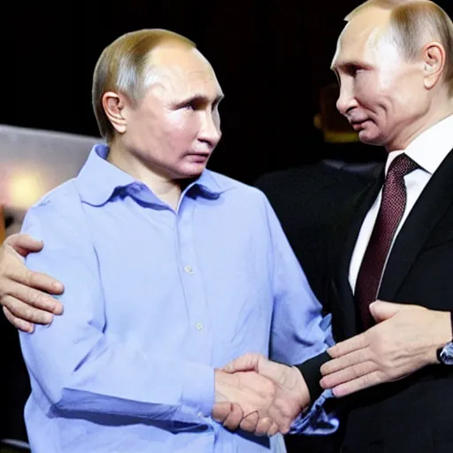 Image similar to putin teams up with a mysterious teenage putin