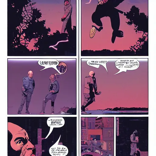 Prompt: a comic book page of The Adventures of Joe Rogan by Tomer Hanuka and Michael Whelan