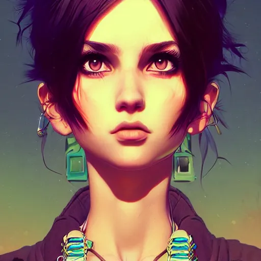 Image similar to a portrait of a beautiful punkrock gypsy, art by ilya kuvshinov and wlop and artgerm and josan gonzalez, digital art, highly detailed, intricate, sharp focus, trending on artstation hq, deviantart, pinterest, unreal engine 5, 4 k uhd image