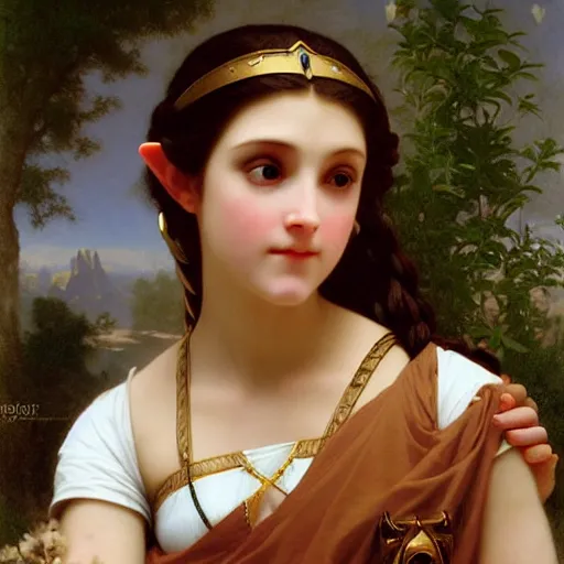 Prompt: princess Zelda Zelda Zelda looking over her shoulder by William-Adolphe Bouguereau