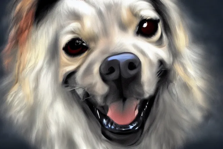 Prompt: michael jackson as a dog, portrait, digital art,