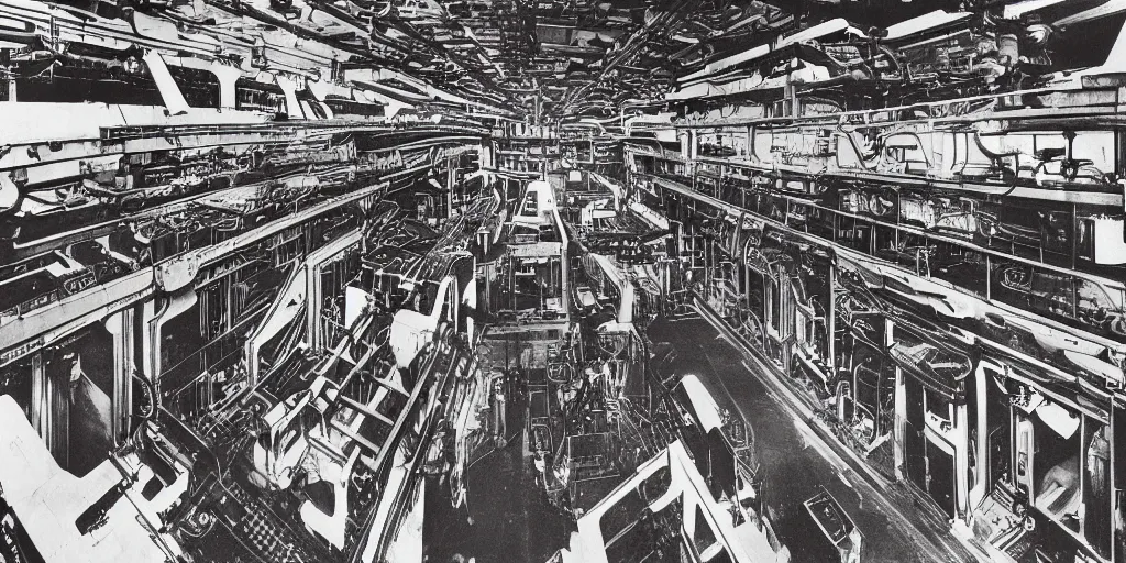 Image similar to inside of a complex space ship machinery room, by Escher