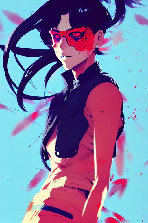 Prompt: a ultradetailed beautiful panting of a stylish girl in a gangsta clothing, by conrad roset, greg rutkowski and makoto shinkai, trending on artstation