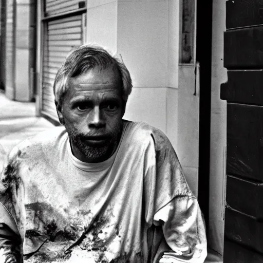 Image similar to Senator Ron Johnson as a disheveled homeless man. CineStill