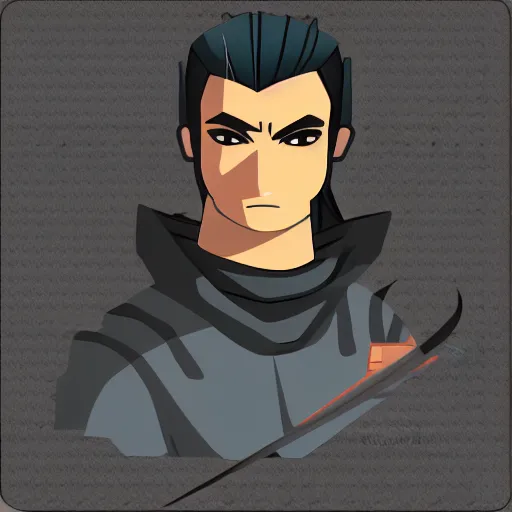 Prompt: yasuo vector, icon, high res, colour,