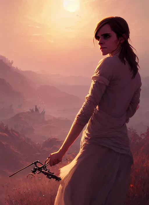 Image similar to highly detailed portrait of emma watson in gta v, stephen bliss, unreal engine, fantasy art by greg rutkowski, loish, rhads, ferdinand knab, makoto shinkai and lois van baarle, ilya kuvshinov, rossdraws, tom bagshaw, global illumination, radiant light, detailed and intricate environment