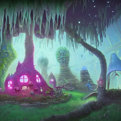 Prompt: concept art painting of a interior of an alien fantasy fairytale fungus house, realistic, detailed, cel shaded, magenta, in the style of makoto shinkai and greg rutkowski and james gurney