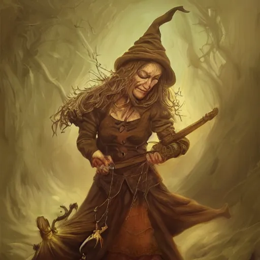 Prompt: old Witch in the style of Justin Gerard, realistic painting, Digital art, very detailed, High definition, trending on Artstation