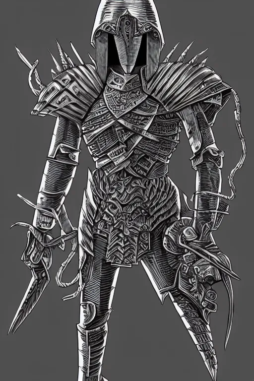 Image similar to needle armoured warrior, symmetrical, highly detailed, digital art, needle themed armour, sharp focus, trending on art station, kentaro miura manga art style