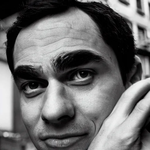 Image similar to closeup portrait of a Ben Shapiro , new york back street , by Steve McCurry and David Lazar, natural light, detailed face, CANON Eos C300, ƒ1.8, 35mm, 8K, medium-format print