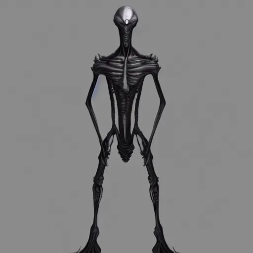 Image similar to alien grey, tall, very thin, terrifying, grimdark, photorealistic