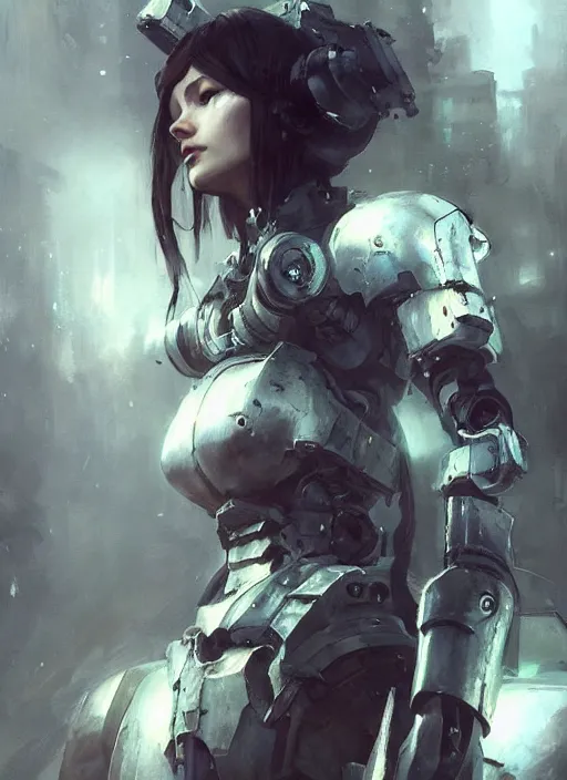 Image similar to beautiful painting by jeremy mann, a female paladin with mecha implants absurdly beautiful, elegant, ultrafine hyperrealistic detailed face illustration by wlop and artgerm and greg rutkowski, intricate linework, sharp focus, smooth, octopath traveler, final fantasy, unreal engine, dramatic lighting, ethereal, 8 k