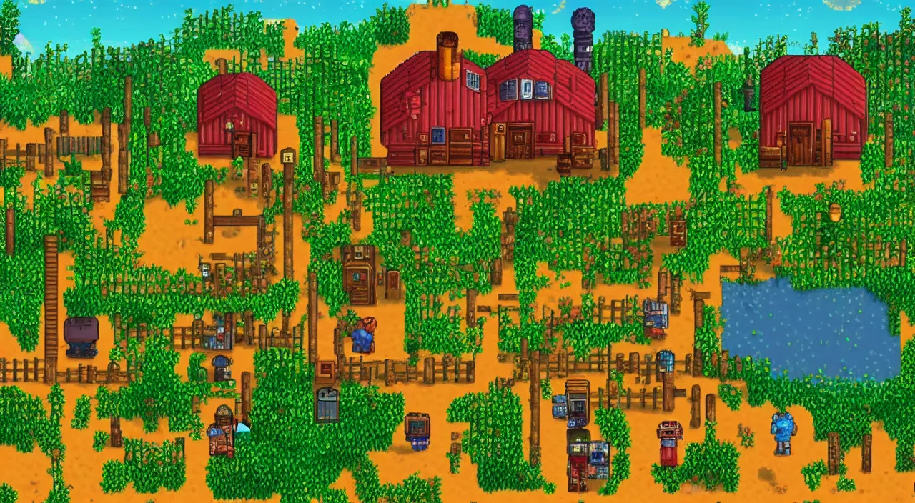 Prompt: Stardew Valley nuclear wasteland, concept art, cinematic