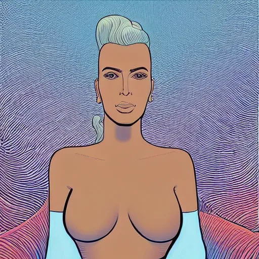 Image similar to “ kim kardashian retro minimalist portrait by jean giraud, moebius starwatcher comic, 8 k ”