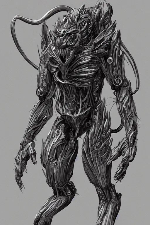 Prompt: a humanoid figure vacuum monster, highly detailed, digital art, sharp focus, trending on art station, anime art style