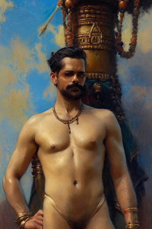 Prompt: male, hinduism, painting by gaston bussiere, greg rutkowski, j. c. leyendecker, tom of finland