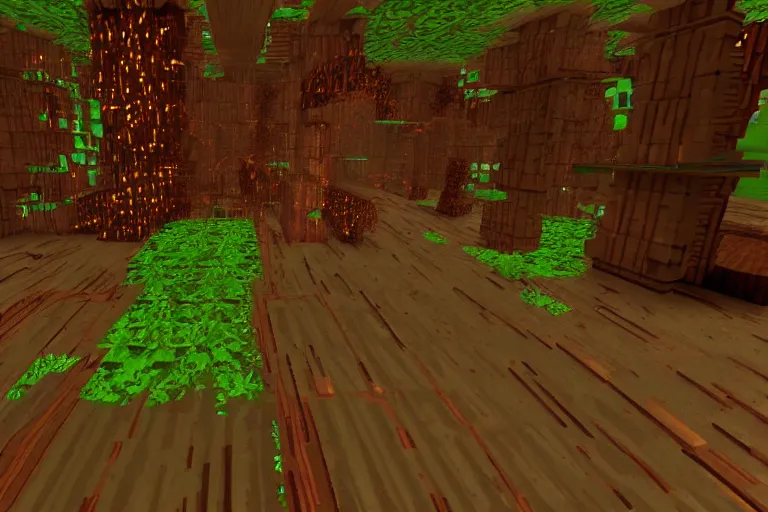 Image similar to screenshot from a custom level for doom with a forest theme