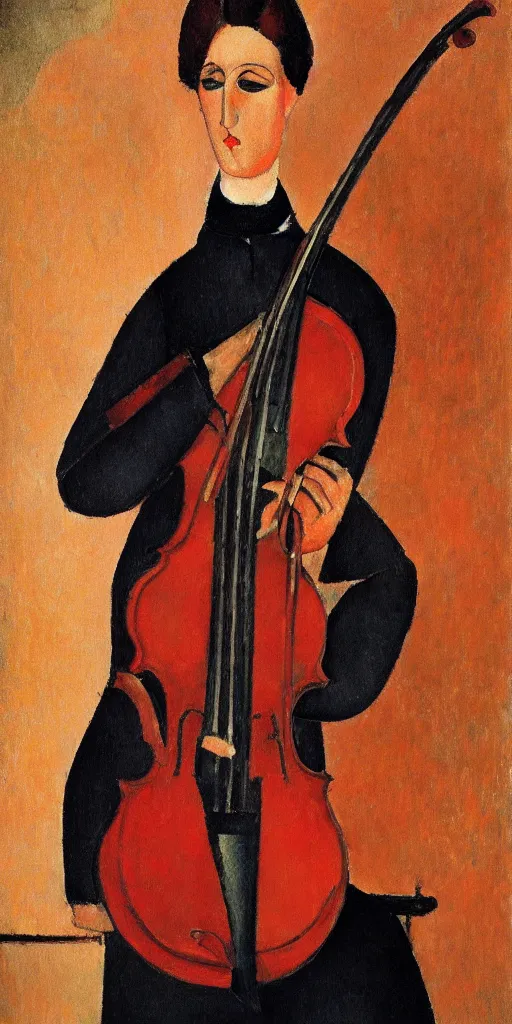 Prompt: violin player portait by modigliani, intricate, highly detailed, hyper realistic, soft shadow, dslr, 4 k