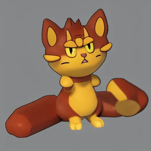 Image similar to garfield the cat as a pokemon, cgi