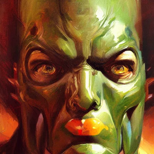 Prompt: face protrait of martian manhunter,, jeremy mann painting