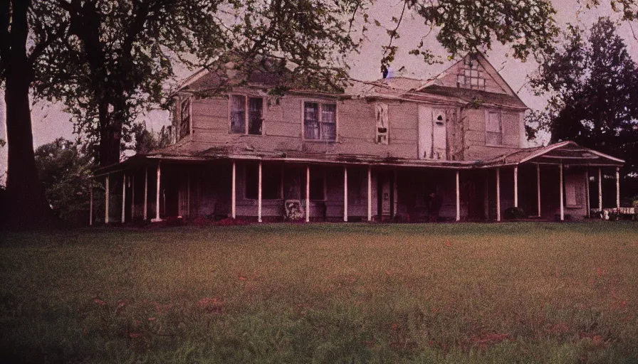 Prompt: 7 0 s film still from a horror movie about scary houses, kodachrome, cinecolor, cinestill, film grain, film texture, retro, cinematic, high resolution, photorealism,