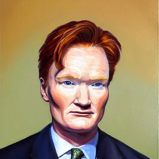 Prompt: conan o'brien, Oil painting, portrait